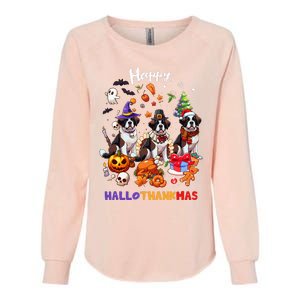 Saint Bernard Dog Christmas Thanksgiving Happy Hallothankmas Womens California Wash Sweatshirt