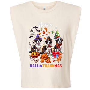 Saint Bernard Dog Christmas Thanksgiving Happy Hallothankmas Garment-Dyed Women's Muscle Tee