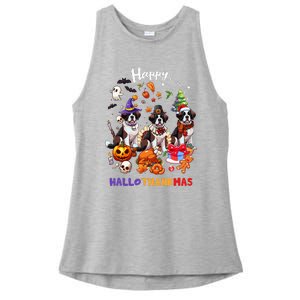 Saint Bernard Dog Christmas Thanksgiving Happy Hallothankmas Ladies PosiCharge Tri-Blend Wicking Tank