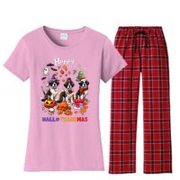 Saint Bernard Dog Christmas Thanksgiving Happy Hallothankmas Women's Flannel Pajama Set