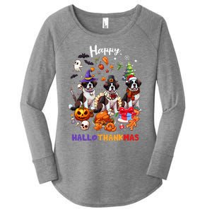 Saint Bernard Dog Christmas Thanksgiving Happy Hallothankmas Women's Perfect Tri Tunic Long Sleeve Shirt