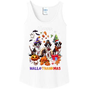 Saint Bernard Dog Christmas Thanksgiving Happy Hallothankmas Ladies Essential Tank