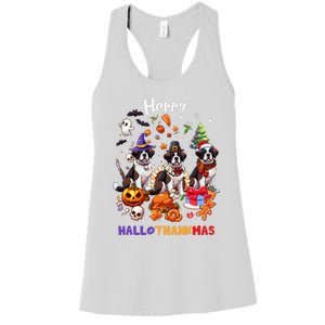 Saint Bernard Dog Christmas Thanksgiving Happy Hallothankmas Women's Racerback Tank