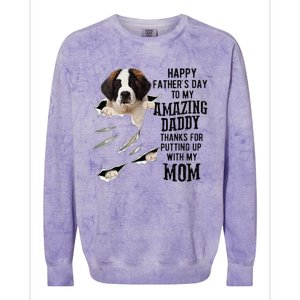 Saint Bernard Dad Happy Fathers Day To My Amazing Daddy Dog Colorblast Crewneck Sweatshirt