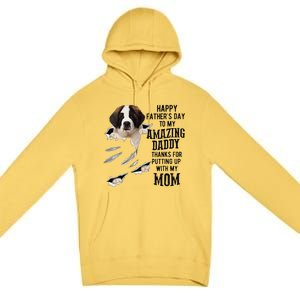 Saint Bernard Dad Happy Fathers Day To My Amazing Daddy Dog Premium Pullover Hoodie