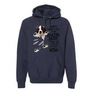 Saint Bernard Dad Happy Fathers Day To My Amazing Daddy Dog Premium Hoodie