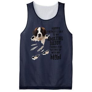 Saint Bernard Dad Happy Fathers Day To My Amazing Daddy Dog Mesh Reversible Basketball Jersey Tank