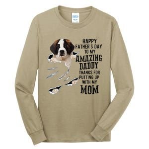 Saint Bernard Dad Happy Fathers Day To My Amazing Daddy Dog Tall Long Sleeve T-Shirt