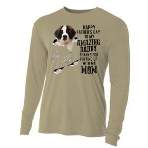 Saint Bernard Dad Happy Fathers Day To My Amazing Daddy Dog Cooling Performance Long Sleeve Crew