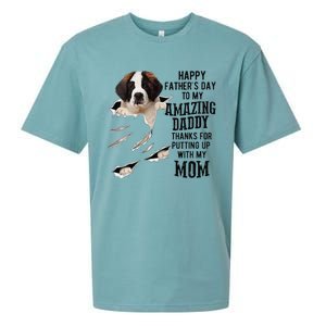 Saint Bernard Dad Happy Fathers Day To My Amazing Daddy Dog Sueded Cloud Jersey T-Shirt