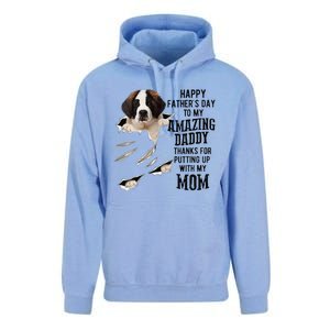 Saint Bernard Dad Happy Fathers Day To My Amazing Daddy Dog Unisex Surf Hoodie