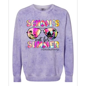 School Bus Driver Out For Summer Tie Dye Sunglasses Colorblast Crewneck Sweatshirt