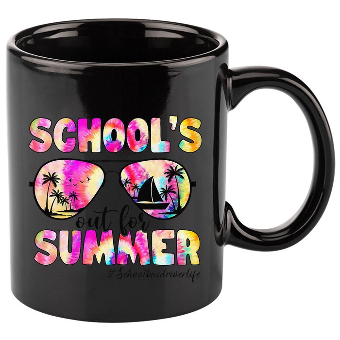 School Bus Driver Out For Summer Tie Dye Sunglasses 11oz C Handle Ceramic Mug