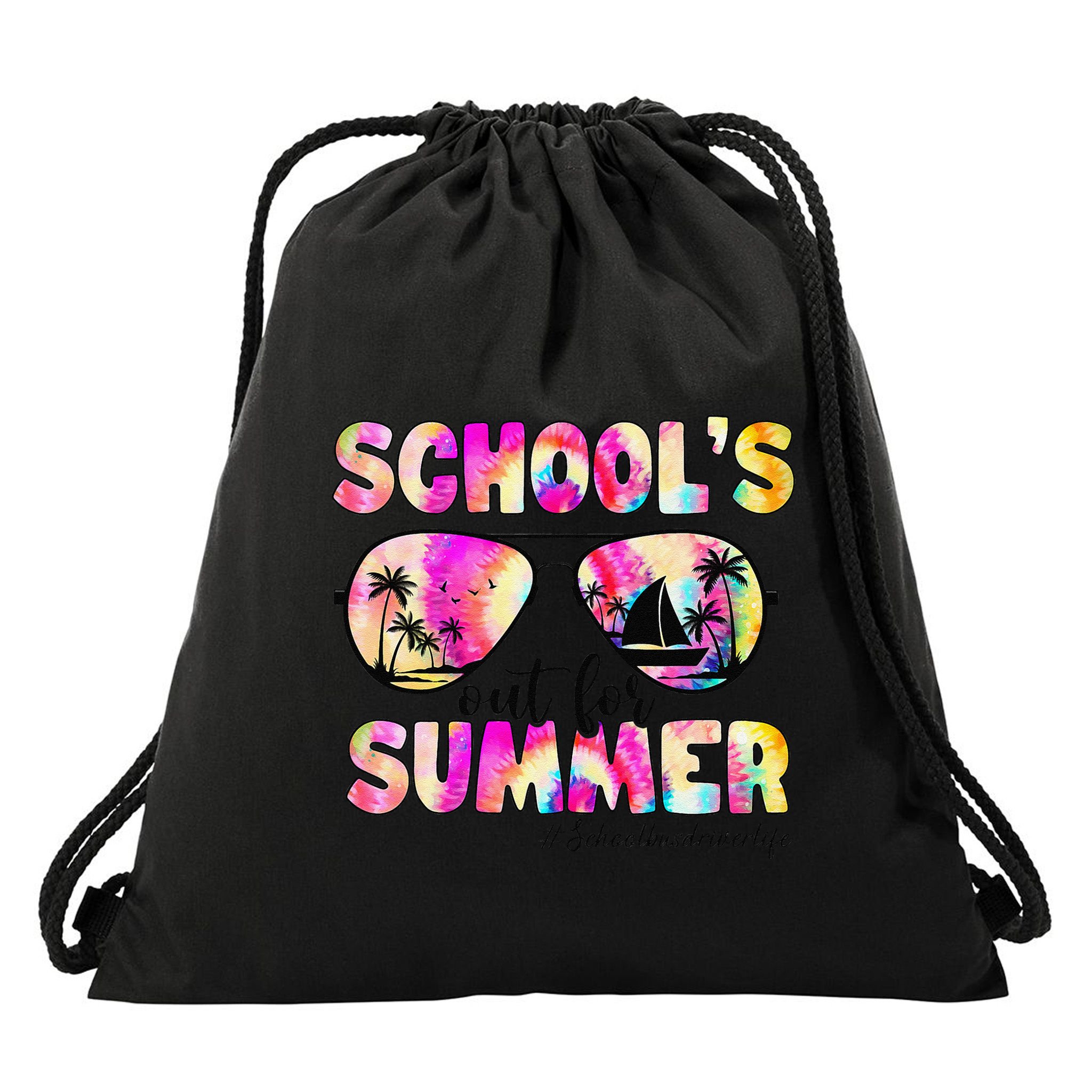 School Bus Driver Out For Summer Tie Dye Sunglasses Drawstring Bag