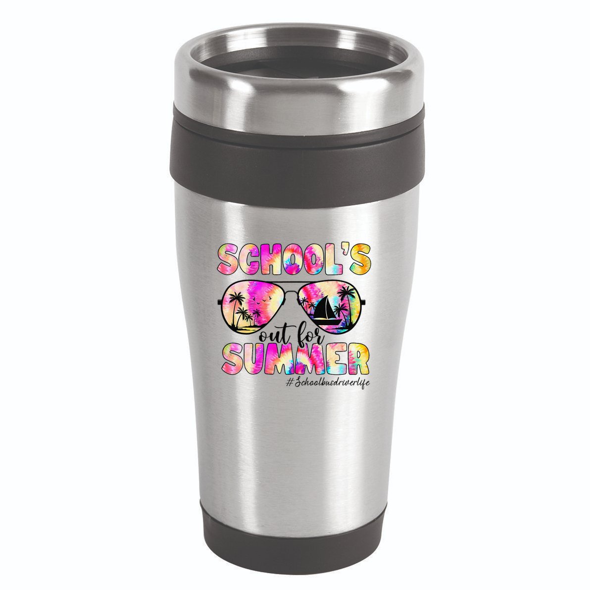 School Bus Driver Out For Summer Tie Dye Sunglasses 16oz Travel Tumbler