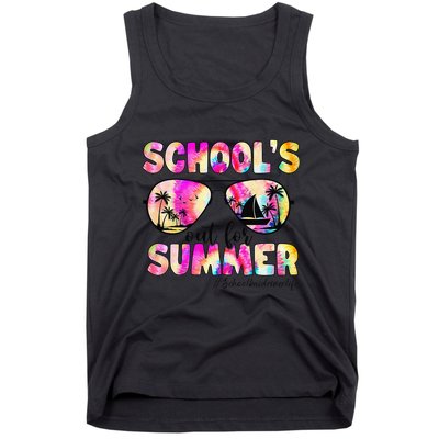 School Bus Driver Out For Summer Tie Dye Sunglasses Tank Top