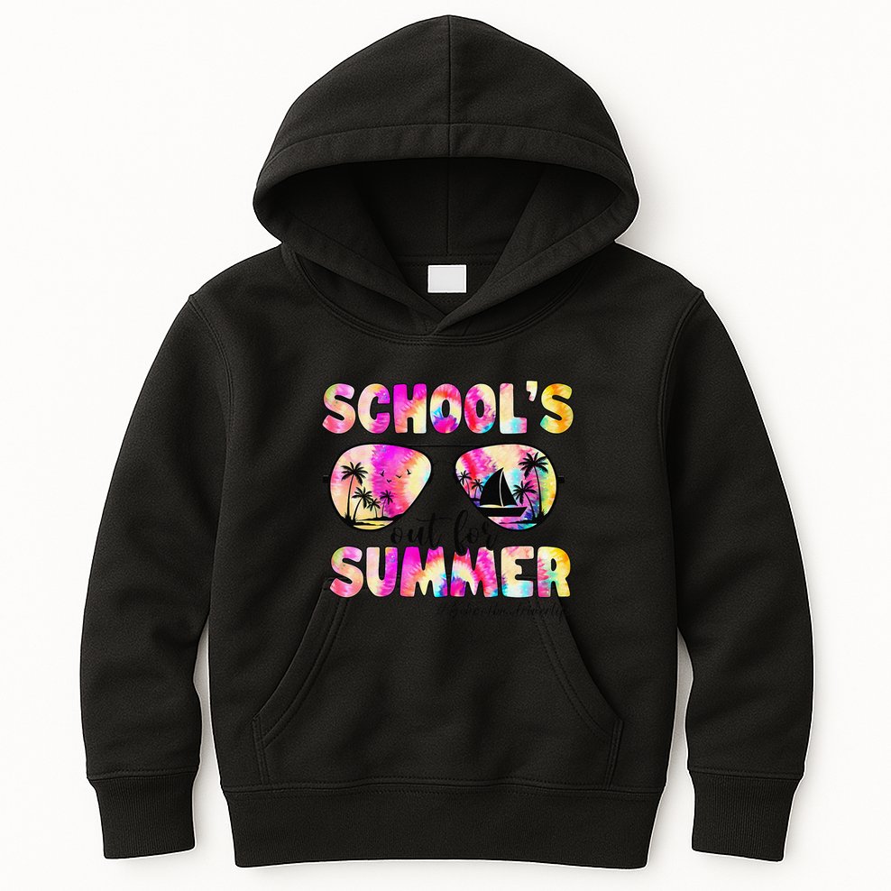School Bus Driver Out For Summer Tie Dye Sunglasses Kids Hoodie
