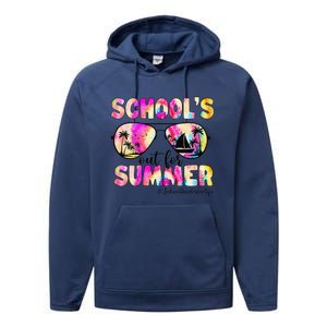 School Bus Driver Out For Summer Tie Dye Sunglasses Performance Fleece Hoodie