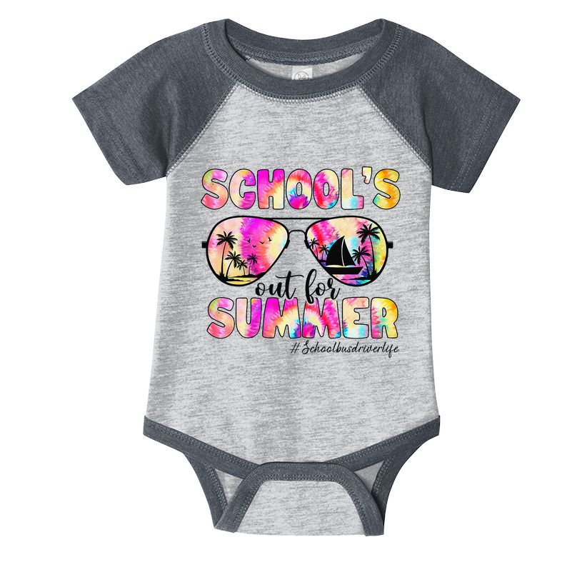 School Bus Driver Out For Summer Tie Dye Sunglasses Infant Baby Jersey Bodysuit