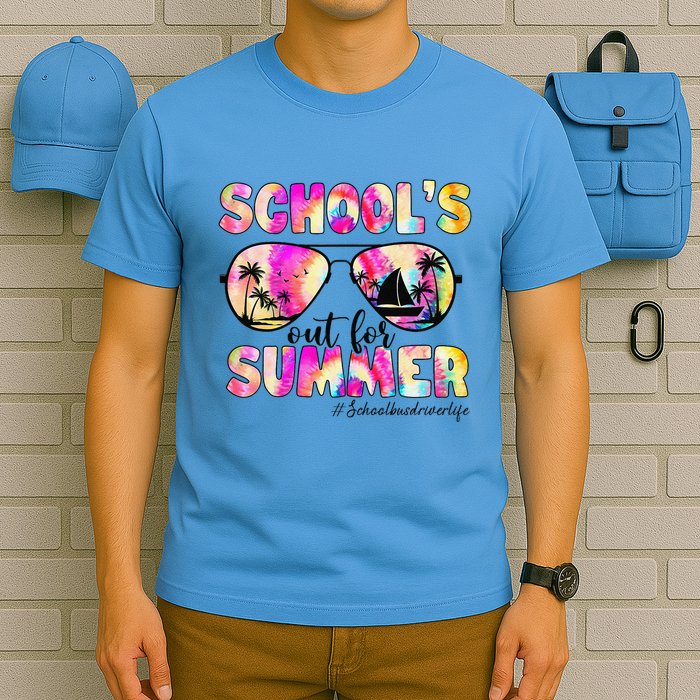 School Bus Driver Out For Summer Tie Dye Sunglasses T-Shirt