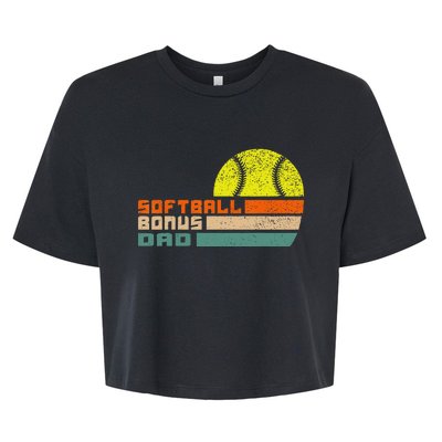 softball bonus dad from stepdaughter stepson son Bella+Canvas Jersey Crop Tee