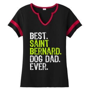 Saint Bernard Dog Dad Fathers Day Dog Lovers Ladies Halftime Notch Neck Tee