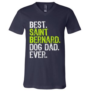 Saint Bernard Dog Dad Fathers Day Dog Lovers V-Neck T-Shirt