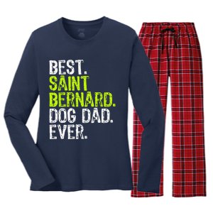 Saint Bernard Dog Dad Fathers Day Dog Lovers Women's Long Sleeve Flannel Pajama Set 