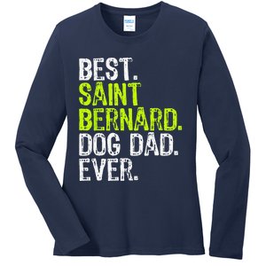 Saint Bernard Dog Dad Fathers Day Dog Lovers Ladies Long Sleeve Shirt