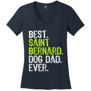 Saint Bernard Dog Dad Fathers Day Dog Lovers Women's V-Neck T-Shirt