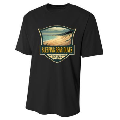 Sleeping Bear Dunes National Lakeshore Travel Retro Badge Performance Sprint T-Shirt