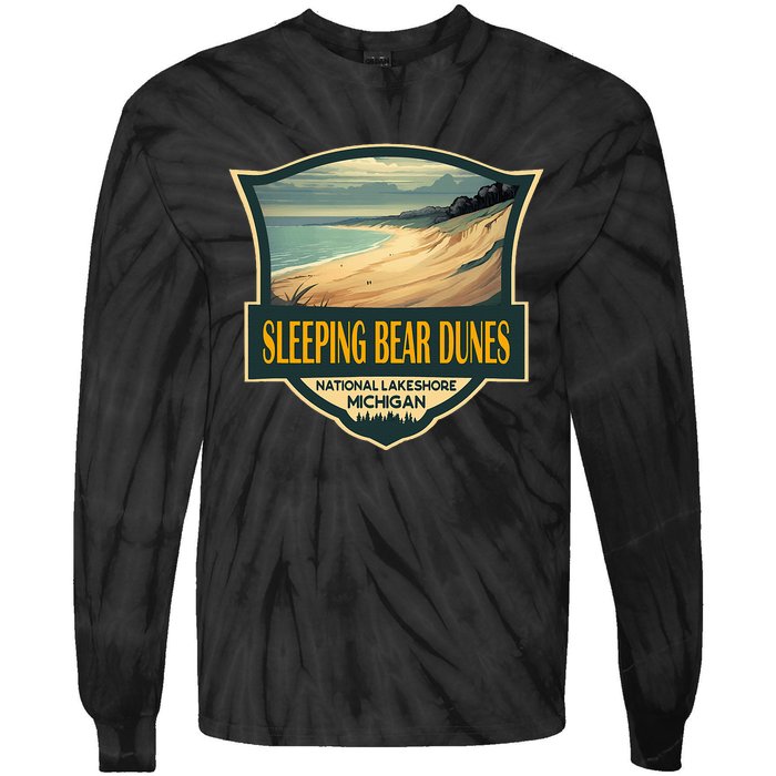 Sleeping Bear Dunes National Lakeshore Travel Retro Badge Tie-Dye Long Sleeve Shirt