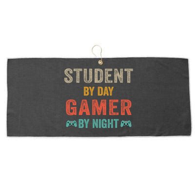 Student By Day Gamer By Night Meme For Gamers Large Microfiber Waffle Golf Towel