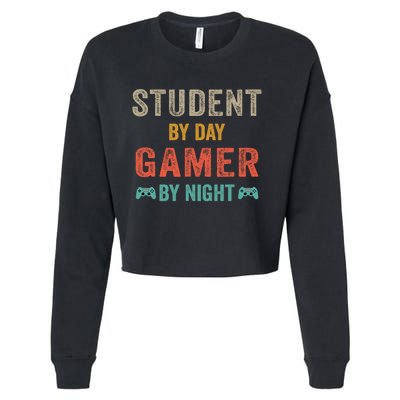 Student By Day Gamer By Night Meme For Gamers Cropped Pullover Crew