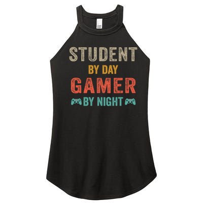 Student By Day Gamer By Night Meme For Gamers Women’s Perfect Tri Rocker Tank