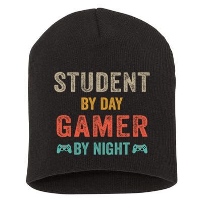 Student By Day Gamer By Night Meme For Gamers Short Acrylic Beanie