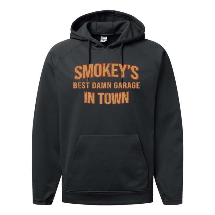 SmokeyS Best Damn Garage In Town Vintage Performance Fleece Hoodie