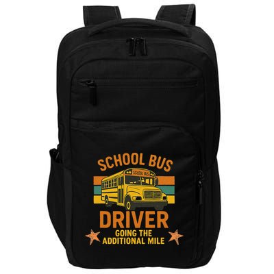 School Bus Driver Going The Additional Mile Vintage Retro Impact Tech Backpack