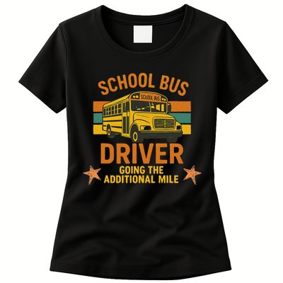 School Bus Driver Going The Additional Mile Vintage Retro Womens T-Shirt