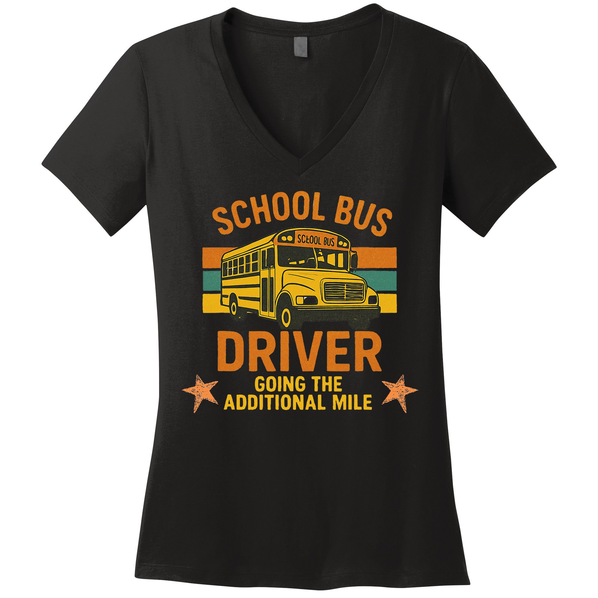 School Bus Driver Going The Additional Mile Vintage Retro Women's V-Neck T-Shirt