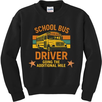 School Bus Driver Going The Additional Mile Vintage Retro Kids Sweatshirt