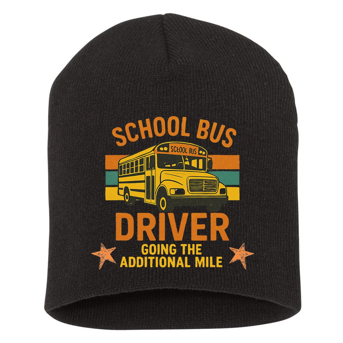 School Bus Driver Going The Additional Mile Vintage Retro Short Acrylic Beanie