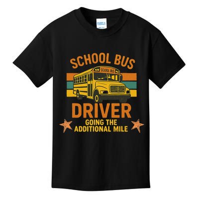 School Bus Driver Going The Additional Mile Vintage Retro Kids T-Shirt