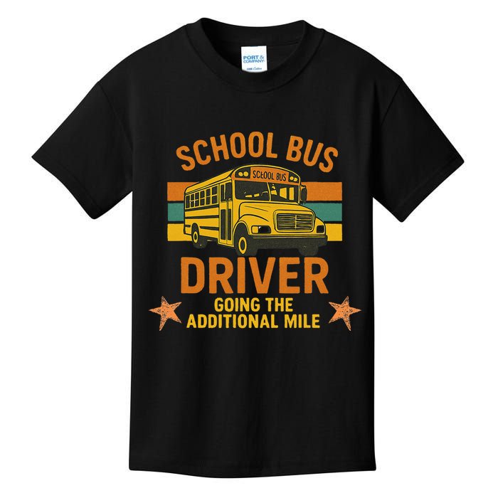 School Bus Driver Going The Additional Mile Vintage Retro Kids T-Shirt