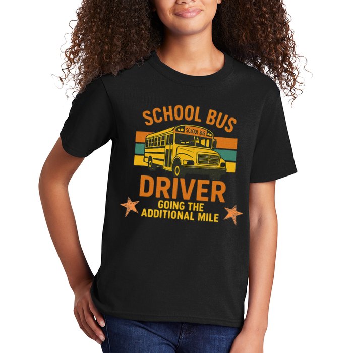 School Bus Driver Going The Additional Mile Vintage Retro Kids T-Shirt