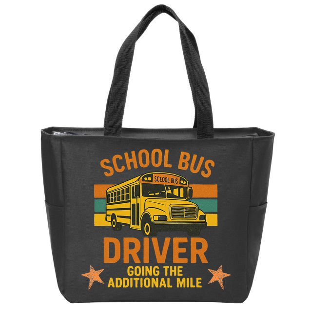 School Bus Driver Going The Additional Mile Vintage Retro Zip Tote Bag