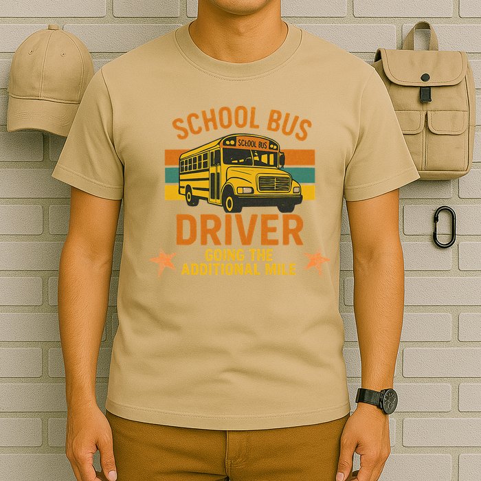School Bus Driver Going The Additional Mile Vintage Retro T-Shirt