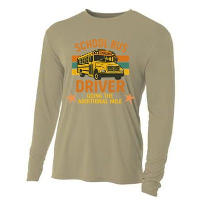 School Bus Driver Going The Additional Mile Vintage Retro Cooling Performance Long Sleeve Crew