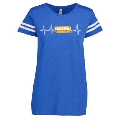 School Bus Driver School Bus Heartbeat Heart Trace Gift Enza Ladies Jersey Football T-Shirt