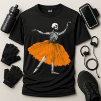 Skeleton Ballerina Dance Tutu Spooky Ballet Dancer Halloween Cooling Performance Crew T-Shirt